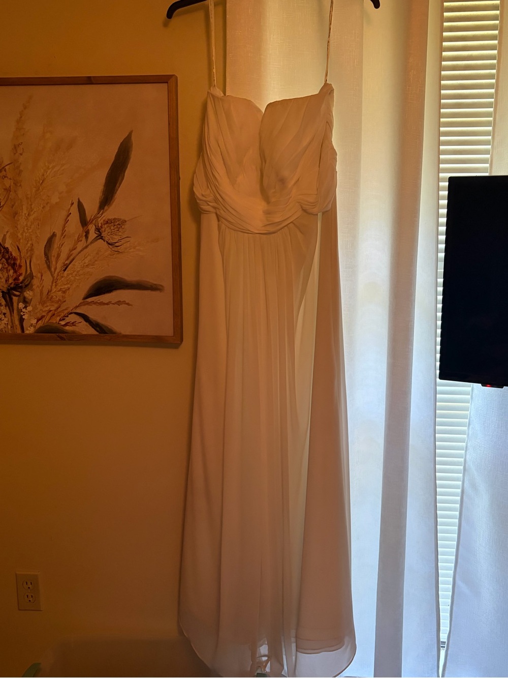 Studio Cream Chiffon Maxi Dress with Draped Bodice